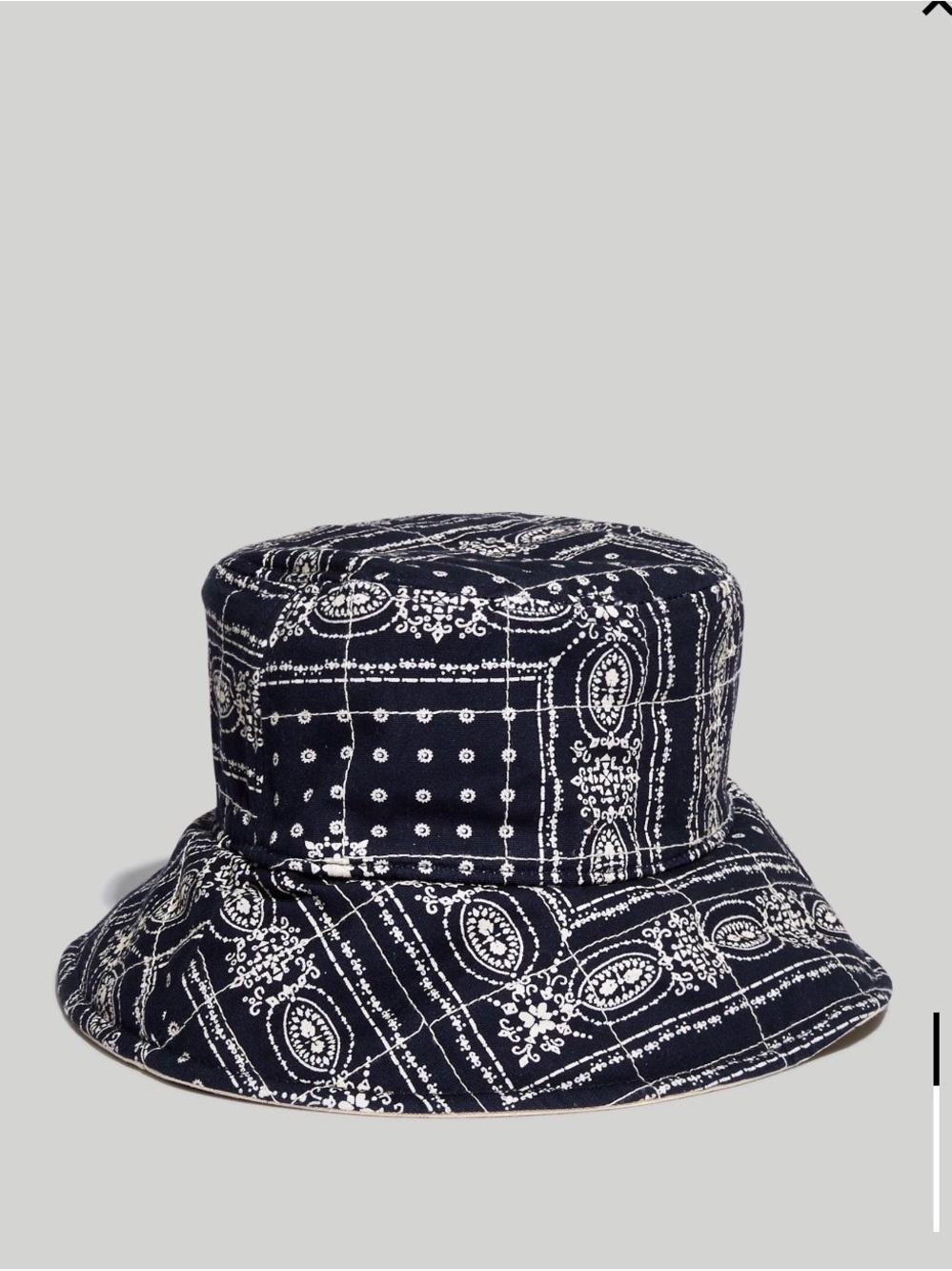 Madewell Navy and White Bandana Print Bucket Hat